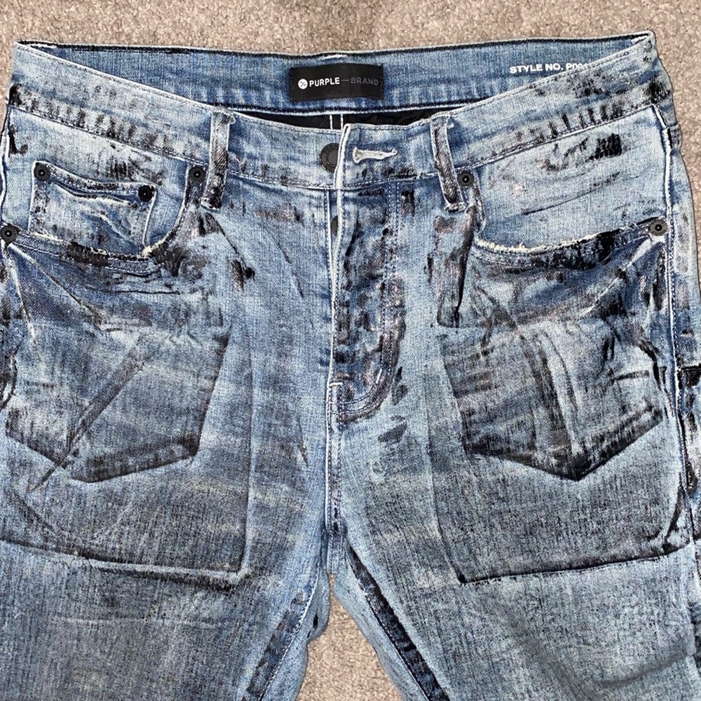 Purple brand denim jeans blue with black effect 10/10 condition (BRAND NEW)